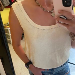 St. John Rhinestone Embellished Knit Tank